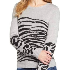 LUCKY BRAND |  Mixed Animal Print Knit Sweater |XL